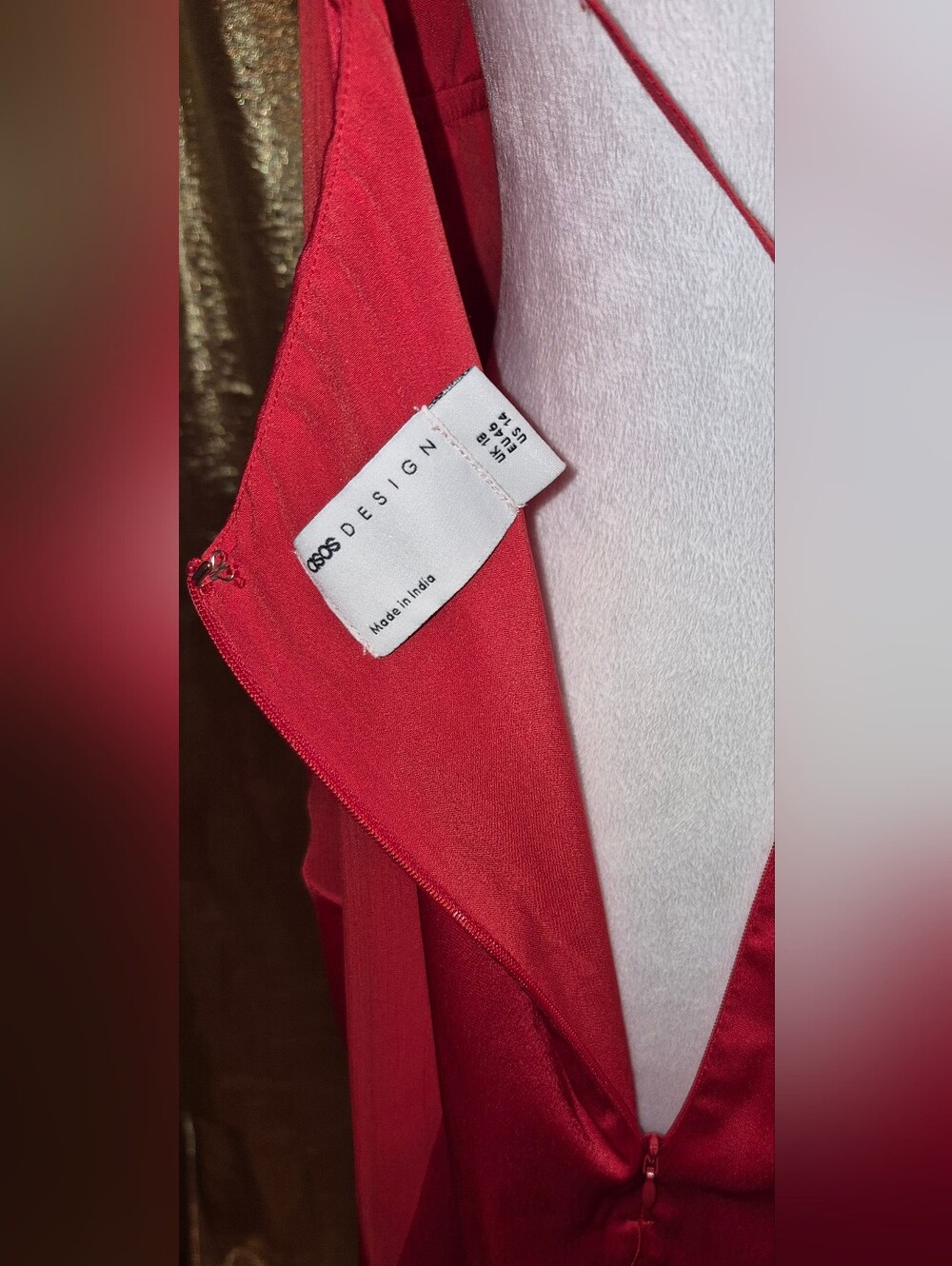 ASOS Red Satin and Chiffon Slip Gown - Picture 2 of 5